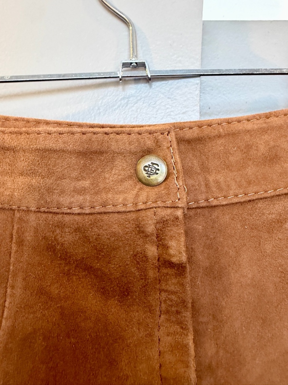 Vintage Brown goat Suede Midi Skirt High Waisted Leather Argentina S - Picture 3 of 9